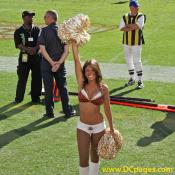 Redskin Cheerleader, Arlene waves to the fans.