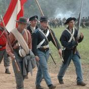 The First Battle of Bull Run: Stars and Stripes.  Stonewall Jackson drives back the Union troops.  