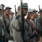 The First Battle of Bull Run:  Troops near Henry Hill.  Soldiers form up and march into battle.  