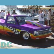 1991 Chevy S-10 top-fuel Pickup looking like a winner with the fancy paint. 