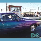 1977 Ford Maverick in pre stage. Check out that crazy paint.