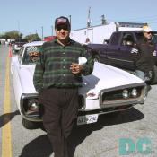 Mopar perfomance enthusiast Mark Kalisz with his ultra rare 1970 Dodge Coronet R/T 440 Super Commando in line for a second run at the quarter mile.