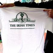 Kelly's, The Irish Times display their Saint Patrick's Day tee-shirt