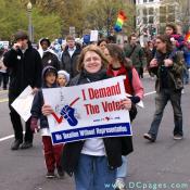 Chilly weather fails to stop these demonstrators from demanding Congressional Voting Rights for DC.