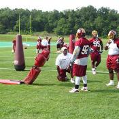 DT Jermaine Haley and the rest of the defense paying attention to instructions.