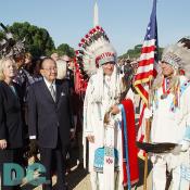 Senator Daniel K. Inouye (left), NAMI Director W. Richard West (center), and Senator Ben Nighthorse Campbell (right).