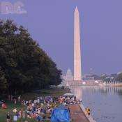 foreground to background: Reflecting Pool, Washington Monument, and U.S. Capitol Building.