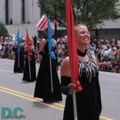 Smiling flag girl.