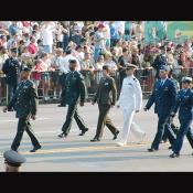 Army, Air Force and Navy officers represent the different branches of the United States Armed Services.