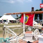 The mast of this ship points right to the music tent of the Nuestra Música portion of the Folklife Festival.