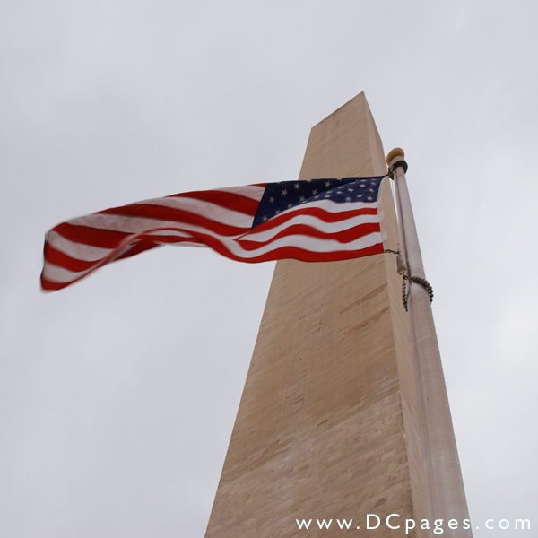 United States National Flag waves in tribute to George Washington.