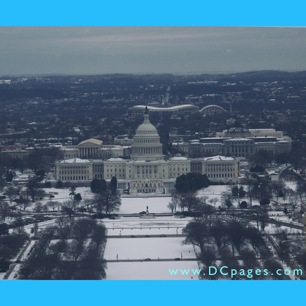 East view of the United States Capitol Building taken from observation floor of the Washington Monument.