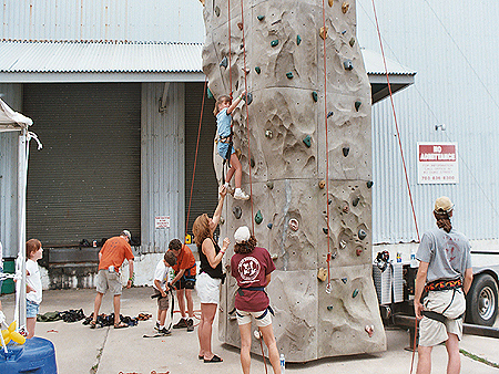 Outer Quest outdoor center provided a transportable forty foot climbing wall.