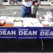 Howard Dean's presidental campaign crew were all over the festival supporting their candidate.