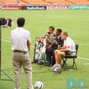 A TV station crew was shooting a soccer show on the RFK Stadium on July 17th. 