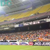 At 53:06, score was 1 to 0 led by United. Spectators were fascinated by the match of DC United v.s. LA Galaxy. 