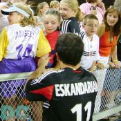 "May I have your sign on my back, please?" There was a long line of fans to get autograph from United FW, Eskandarian.