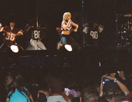 Britney Spears performs one of her new songs, "Me Against the Music".