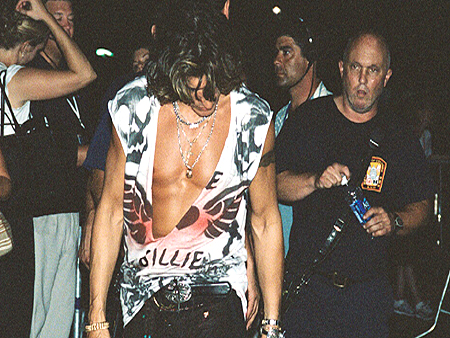 Aerosmith guitarist Joe Perry gets ready to leave after a great performance.