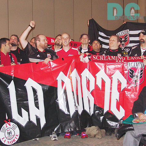 DC United fans trying to lead a rally call.