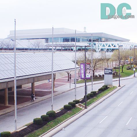 A skywalk view of the Baltimore Convention Center.