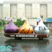 The Hershey Kissmobile rides down the parade route introducing the new Caramel Hershey Kiss.