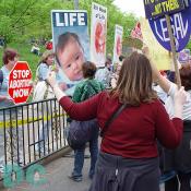 Pro-Life advocates go head-to-head with the marchers.