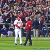 President Bush threw out the first pitch to Washington National Manager Manny Acta.