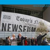 Giant Newseum Banner is Raised