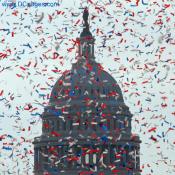 US Capitol Dome covered in Red, White and Blue Confetti