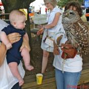 Baby Takes a Minute to Observe a Giant Owl