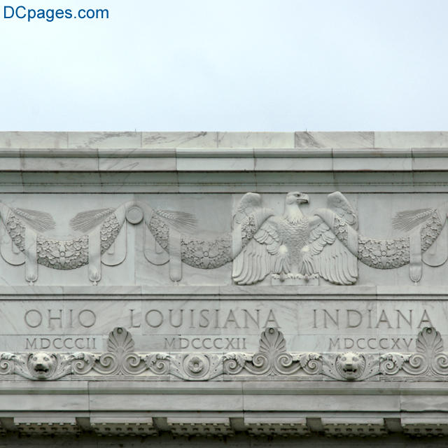 South Exterior View  - Lincoln Memorial Attic Wall - Frieze