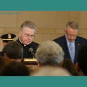 REVEREND DANIEL COUGHLIN, CHAPLAIN OF THE UNITED STATES HOUSE OF REPRESENTATIVES WITH THE HONORABLE HARRY REID TO HIS LEFT