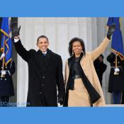 President-elect Barack Obama and Michelle Obama wave to the crowd