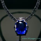 The 98.6 Carat Bismark Sapphire set in a  diamond and platinum necklace was designed by Cartier and was found in Sri Lanka. The piece was a gift to the Smithsonian Institute by Countess Mona von Bismark in 1967. 