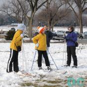 Danali met some cross country skiers. "Excuse me. Does any of you know where I can find a person name frosty? I am on special assignment from DCpages." The skiers contemplated for a bit and agreed that the Washington Monument was the best place to go.