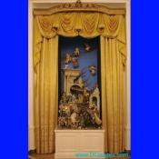 The White House crèche is displayed in the East Room.