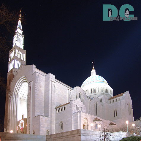 The Basilica of the National Shrine of the Immaculate Conception is numbered among the ten largest churches in the world. It measures a total of 459 feet long and covers an area of 77,500 square feet. The height of the nave, from the marble floor to the apex of the central dome is ten stories.