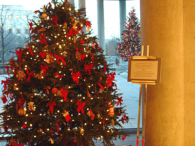 One of the beautifully decorated Christmas trees at the Canadian Embassy