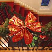 Lovely ribbons tied all around the banisters