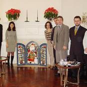 The staff at the Bulgarian Embassy gather around the beautiful decorations