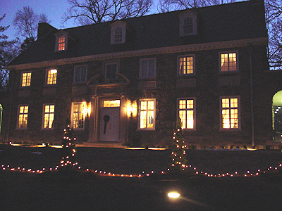 Beautifully decorated, an evening shot of the Czech Republic Embassy
