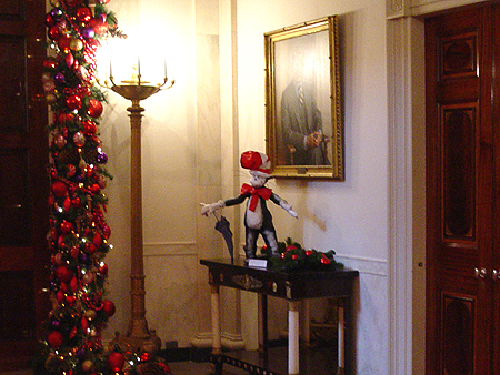 The Cat and the Hat made his appearance at the White House Holiday party.