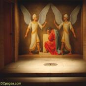 The Cryptic Room - Hiram Abif bows before two angels