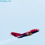 Bill Reesman's Red Bull MiG-17F in flight