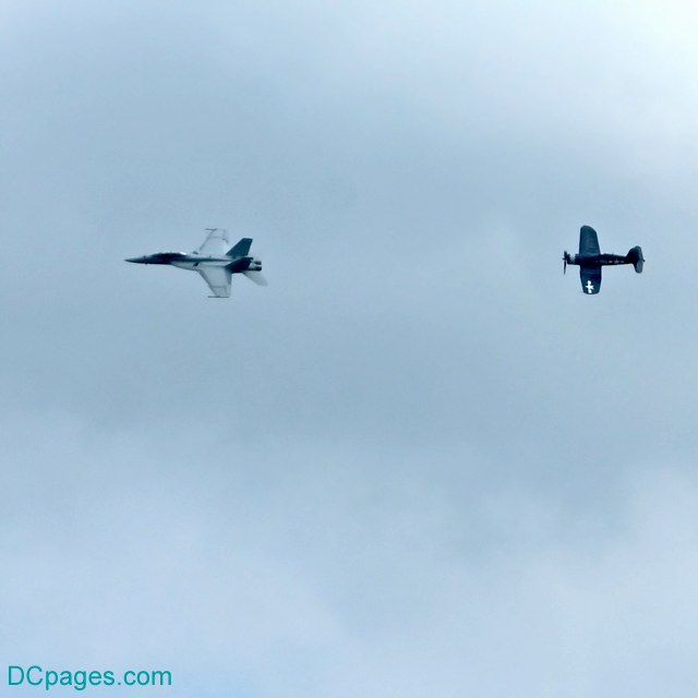 F4U Corsair "chasing" an F-18 Hornet: Andrew's AFB Open House