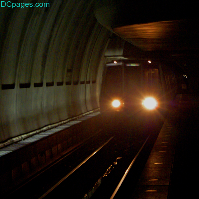 DC Metro train entering station: Tenleytown