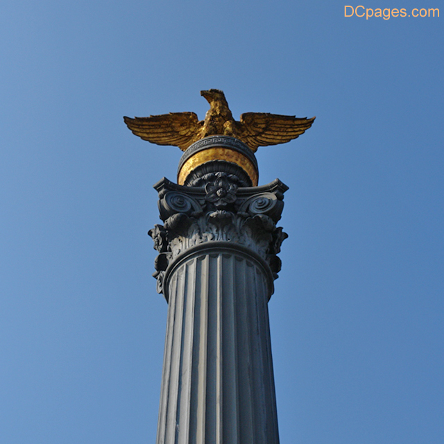 Gold-gilded eagle out Union Station in DC