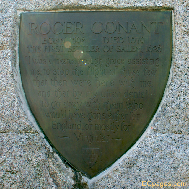 Roger Conant plaque on statue