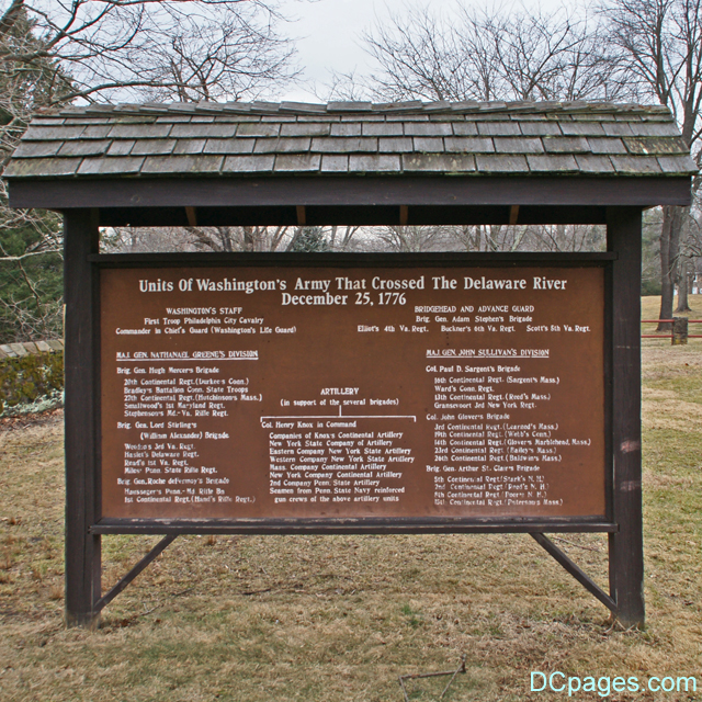 Sign - Units of Washington's Army That Crossed The Delaware River